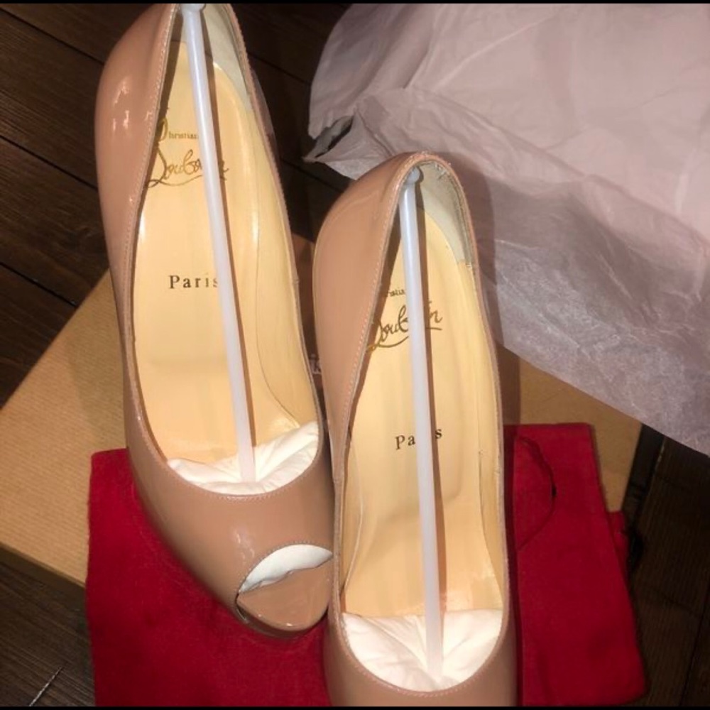 Christian Louboutin Nude Peep Toe Heels